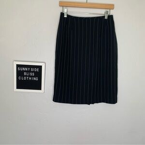 Black White Pinstriped Pencil Skirt Workwear Office Classic Midi Size 6